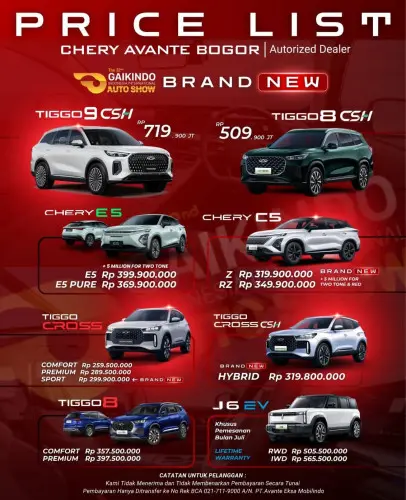 Pricelist Harga Chery alamsutera 2025